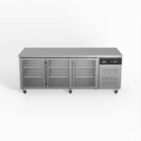 Three Door Commercial Glass Door Worktop / Under Bench Display Fridge 800mm Depth